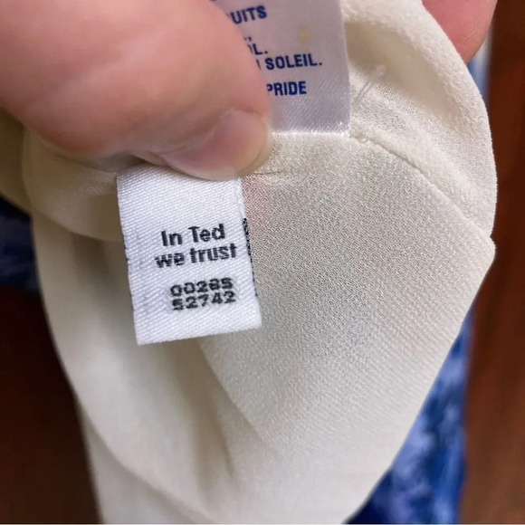 TED BAKER Sample Blue and White Silk Dress Size 2 US Size 6 - Picture 12 of 12